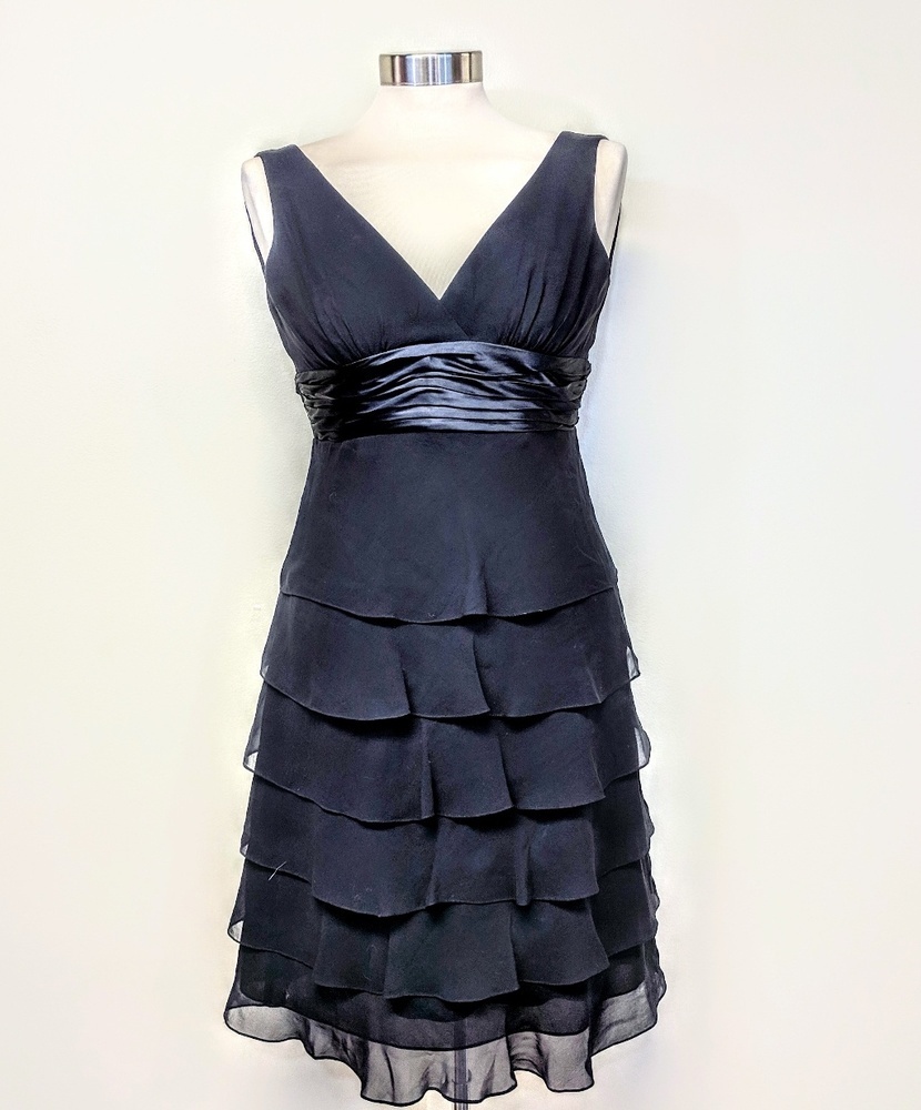 BCBG Silk Chiffon Ruffle Dress